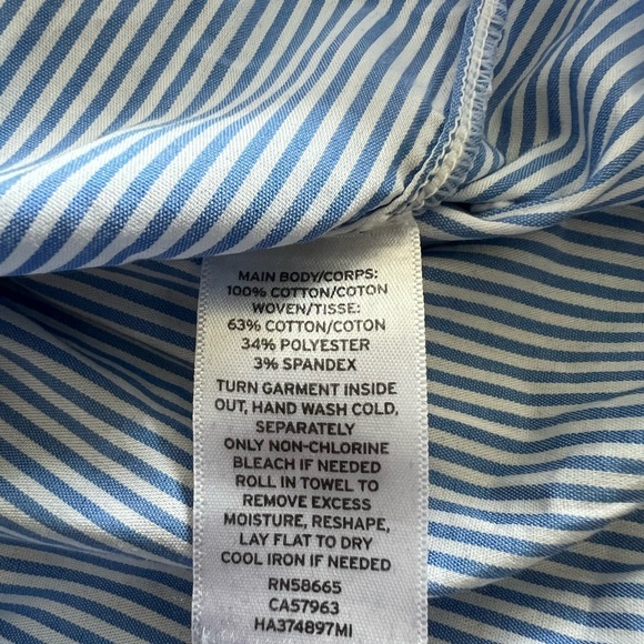 Halogen Top Navy and White Patterned Peplum - Picture 3 of 6